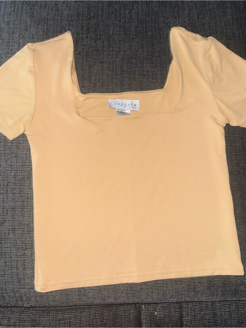 Women's tan Square Neck Short Sleeve Top
